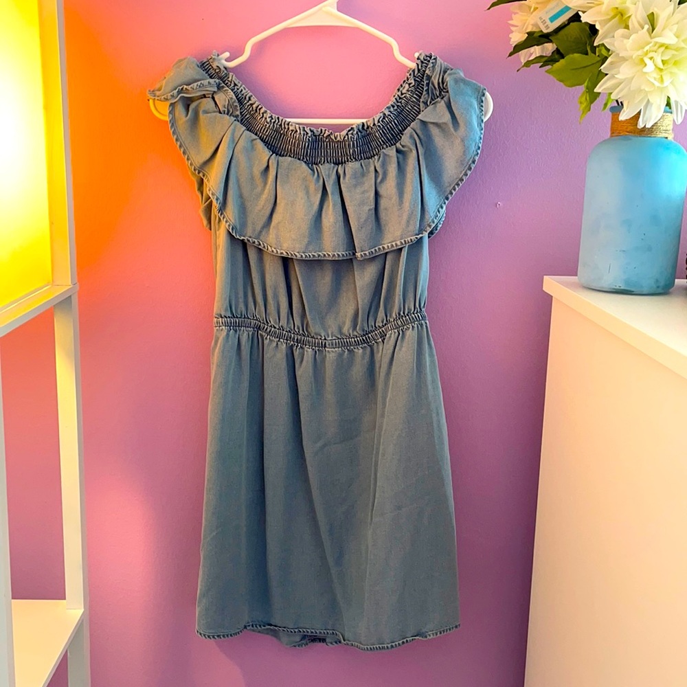 Denim off shoulder dress
